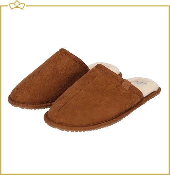 ATTREZZO® Sloffen voor heren en dames - pantoffels - Cognac - 45/46