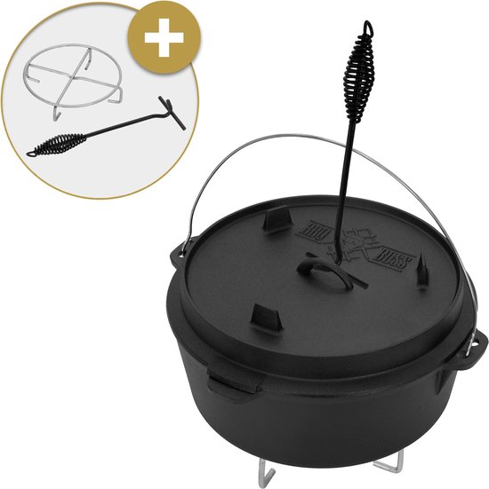 BBQ#BOSS Dutch Oven Set BBQ 4,2L , gebakken gietijzeren vuurpot kookpot