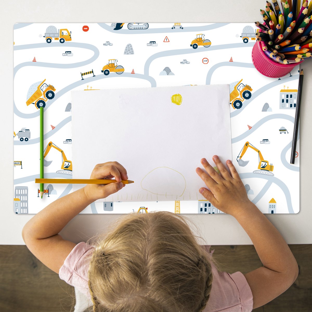 Placemat kinderen 60x40 cm Voertuigen Grote placemats kunststof Kinder werkmat... bol.