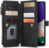 CaseMe C30 Hoesje Geschikt voor Samsung Galaxy A22 5G | Wallet Zipper Book Case met Pasjeshouder | Beschermhoes met Portemonnee | Zwart