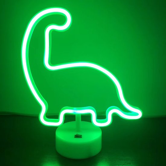 Groenovatie LED Neon Tafellamp "Dino" - Op Batterijen en USB - 20x10x29cm -Groen