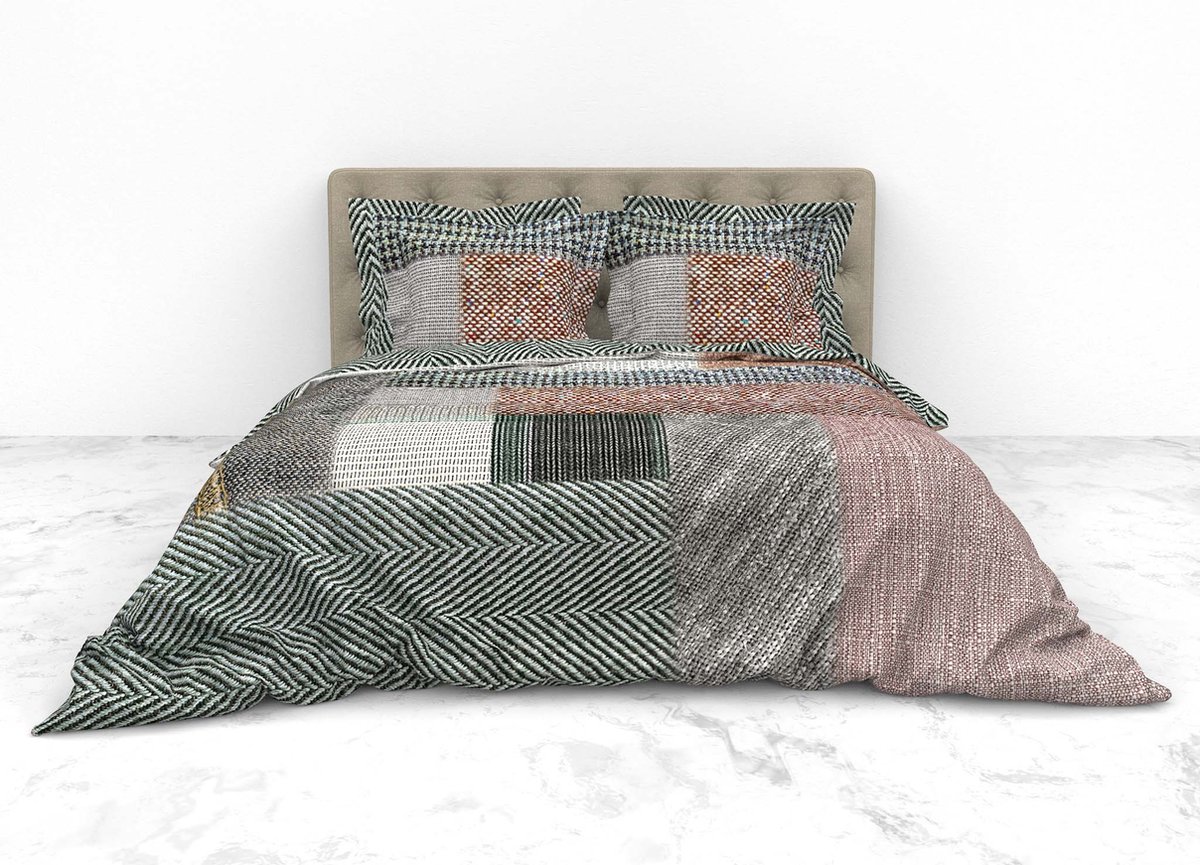 Heckettlane Dekbedovertrek Ron - Bedlinnen met Patchwork print - 200x220 - Multi - Dekbedhoes van 100% Katoen-Twill