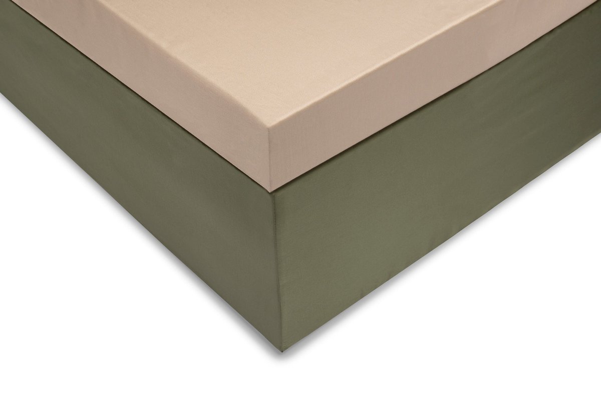 Zohome Hoeslaken Satinado-topper - Onderlaken voor tweepersoonsbed - 180x200 - 100% Katoen-Satijn - Beige