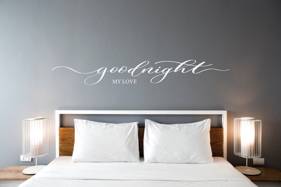 Muursticker - Goodnight my love - 160 x 22 cm - 1 stuks - Wit - Muurstickers - Muurstickers slaapkamer - Stickers - Sticker - Stickers volwassenen