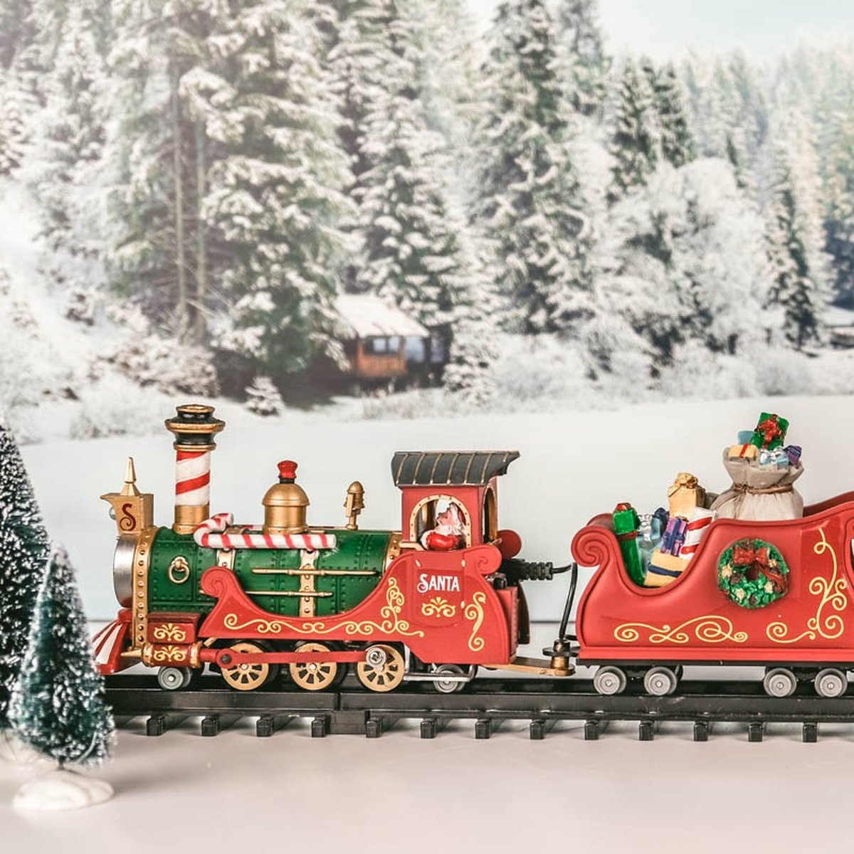 Elektrische Kersttrein met Afstandsbediening voor onder de Boom - Stoom Elektrische Kersttrein met Afstandsbediening voor onder de Boom - Stoom