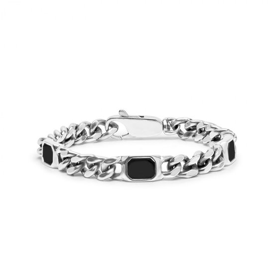 SILK Jewellery - Zwarte Armband - Linked - 690.21 - Maat 21,0