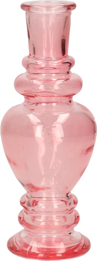 Kaarsen kandelaar Venice - gekleurd glas - helder roze - D5,7 x H15 cm