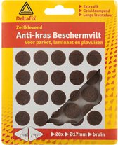 Deltafix Anti-krasvilt - 20x - bruin - 17 mm - rond - zelfklevend - meubel beschermvilt