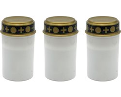 Topten Grafkaars/gedenklicht - 3x - LED licht - wit - D6,8 x 12,3 cm