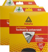 Deltafix Tochtstrip - 2x - tochtwering - zwart - zelfklevend - universeel - 6 m x 9 mm x 7 mm