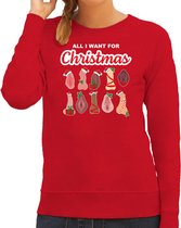 Bellatio Decorations foute kersttrui/sweater dames - All I want for Christmas - piemel/vagina -rood M