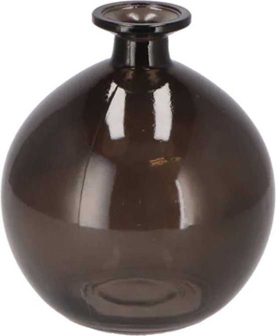 DK Design Bloemenvaas rond model - helder gekleurd glas - zwart - D13 x H15 cm