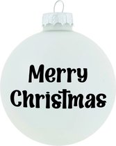 Kerstbal - Merry Christmas - 8cm - Glas - Glans wit