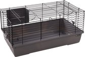 Flamingo Kooi Mobi Grijs-Zwart – S | 75cm L x 47cm B x 40cm H, Geschikt voor Cavia's en Dwergkonijnen, Met Hooiruif, 2 Deuren en Stevige Constructie