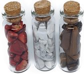 Doosje (2) met 3 flesjes edelstenen - Tijgeroog - Howliet - Rood Koraal