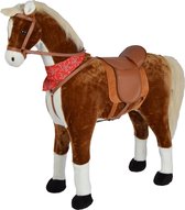 Pink Papaya Pluchen XXL 100 cm Paard - Max - Bijna Levensgroot Speelgoed Paard om op te Rijden - Staand Paard XXL - Speelgoed Paard tot 100 kg Belastbaar - Paard voor Kinderen met Kleine Borstel