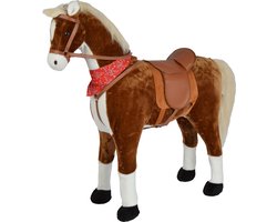 Pink Papaya Pluchen XXL 100 cm Paard - Max - Bijna Levensgroot Speelgoed Paard om op te Rijden - Staand Paard XXL - Speelgoed Paard tot 100 kg Belastbaar - Paard voor Kinderen met Kleine Borstel