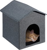 Relaxdays kattenhuis met dak - kattenmand - opvouwbaar - katten & kleine honden - binnen