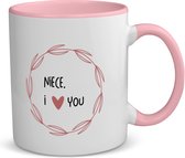 Akyol - niece i love you koffiemok - theemok - roze - Nicht - de liefste nicht - verjaardagscadeau - verjaardag - cadeau - cadeautje voor nicht - nicht artikelen - kado - geschenk - gift - 350 ML inhoud