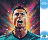Peinture de diamants F4B Cristiano Ronaldo 40x40cm | Pierres carrées | CR7 | Football | Real Madrid | Manchester United | Le Portugal | Al Nasr | Personnes | Forfait Adultes et Enfants