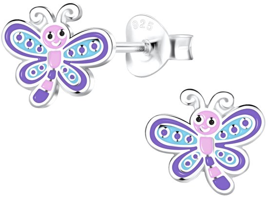 Joy|S - Zilveren vlinder oorbellen - 9 x 8 mm - t71