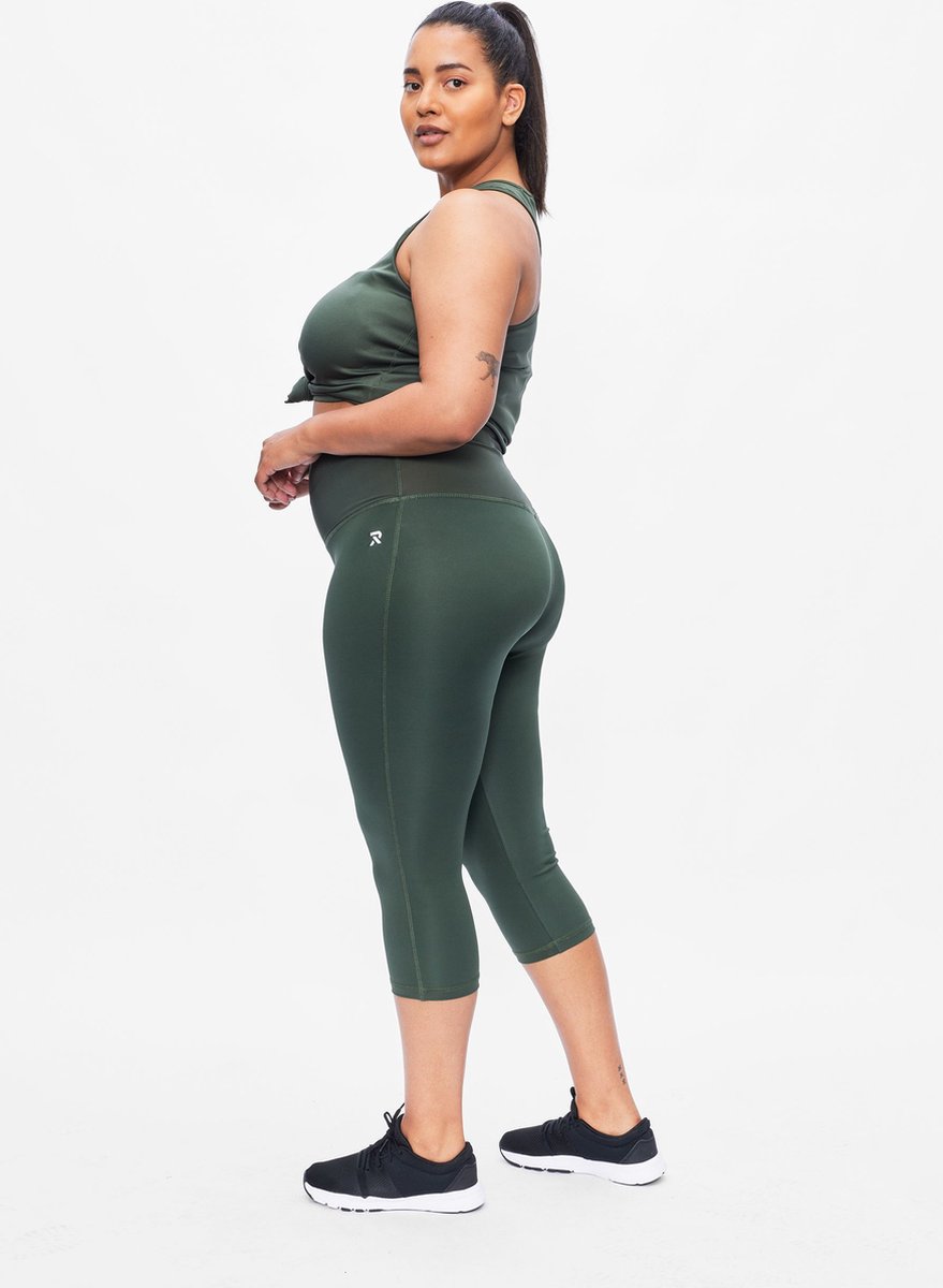 Redmax Sportlegging Dames Corrigerend Perfect RMXYara - Sportkleding - Geschikt voor Fitness en Yoga - Dry Cool - Fitness Legging - Driekwart - Korte Legging - Corrigerend - Groen - 48