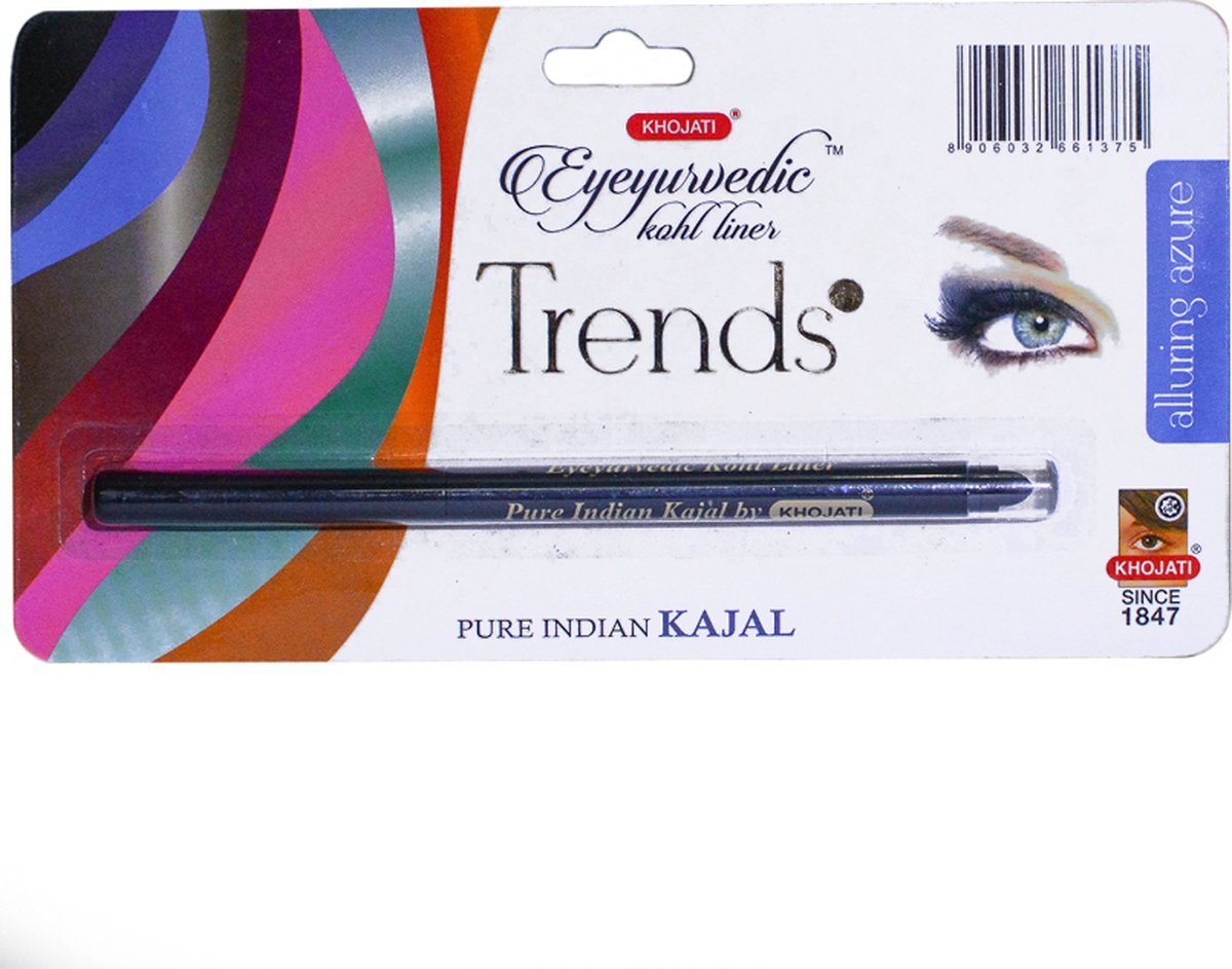 K-Veda - Alluring Azure Eyeyurvedic Kohl Liner - Aqua Blauw Kleur - Pure Ghee & Organic Coconut Oil - Based on Ancient Unani Principles for Lustrous Eyes - Infused with Revitalizing Ingredients for Youthful Glow