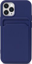 Hoesje Pasjeshouder geschikt voor iPhone 15 Pro Max - Siliconen Case Back Cover Blauw