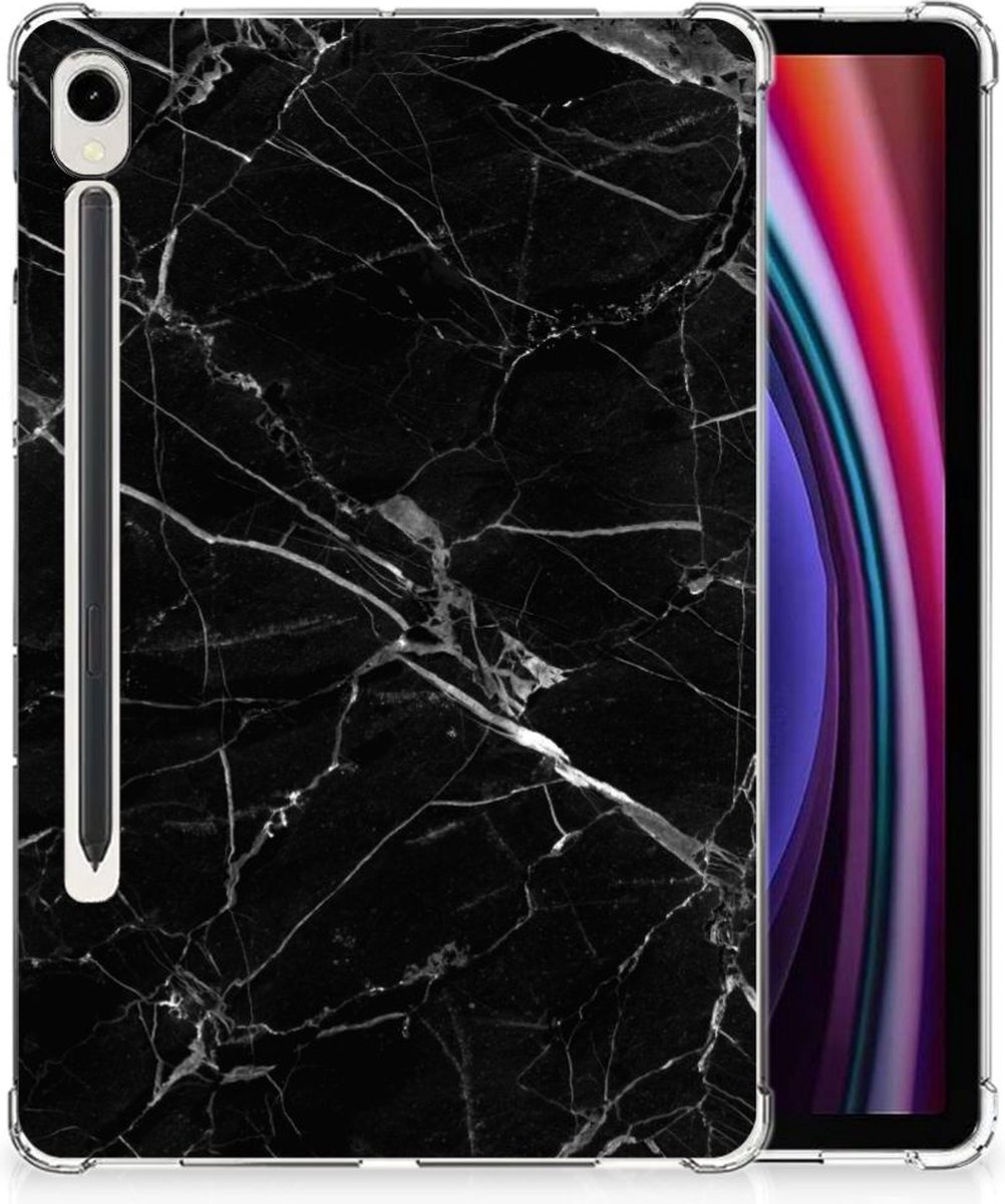 Samsung Galaxy Tab S9 Tablet Back Cover Marmer Zwart - Origineel Cadeau Vader