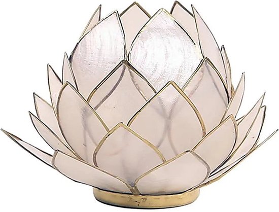 Lotus sfeerlicht naturel groot - 15x15 - Schelp - Naturel - Goudkleurig - S