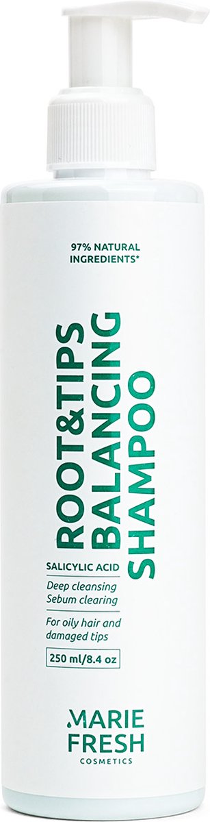 Marie Fresh Cosmetics Root & tips balancing shampoo - Balancerende shampoo voor vette wortels en droge uiteinden - Natuurlijke shampoo - Hydraterende en verzorgende shampoo - 250 ml