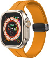 Siliconen bandje - geschikt voor Apple Watch series 1/2/3/4/5/6/7/8/9/SE/SE 2/Ultra/Ultra 2 met case size 42 mm / 44 mm / 45 mm / 49 mm - geel
