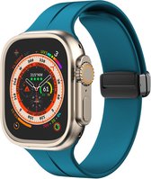 Siliconen bandje - geschikt voor Apple Watch series 1/2/3/4/5/6/7/8/9/SE/SE 2/Ultra/Ultra 2 met case size 42 mm / 44 mm / 45 mm / 49 mm - cyaan