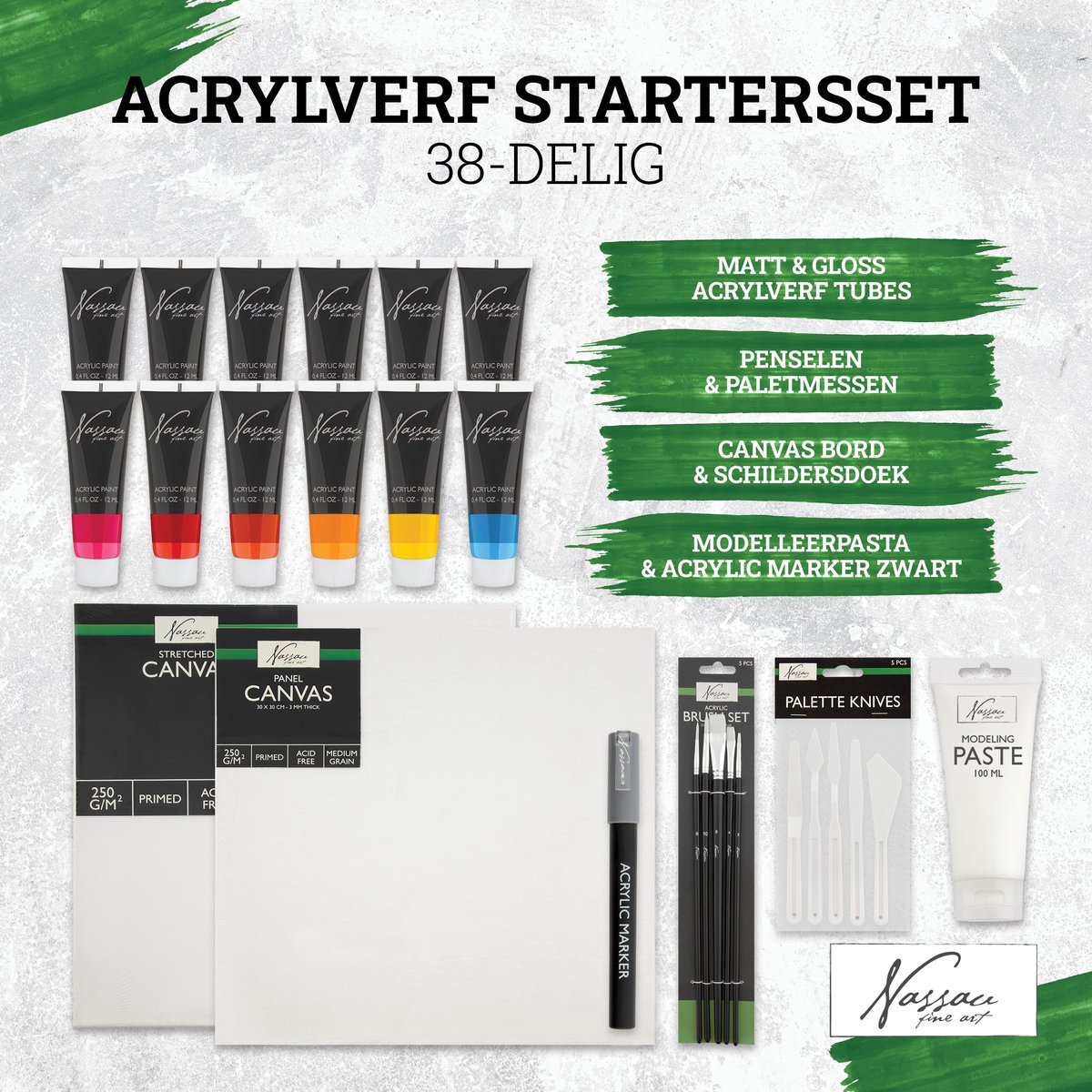 Acrylverf Set 38pcs - Starterset - Acrylverf - Penselen - Canvasdoeken - Modelleerpasta - Paletmessen - Acrylverf Marker Zwart - Geschikt voor hobbyartiest en ervaren kunstenaar — afbeelding 8
