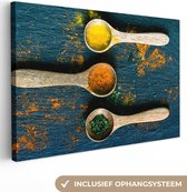Tableau sur toile Épices colorées sur cuillères - 140x90 cm - Décoration murale Art