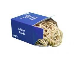 100 gram - elastiekjes - Ø57mm (90x1,5) - breedte 1,5mm - doos - naturel - ca 250 stuks