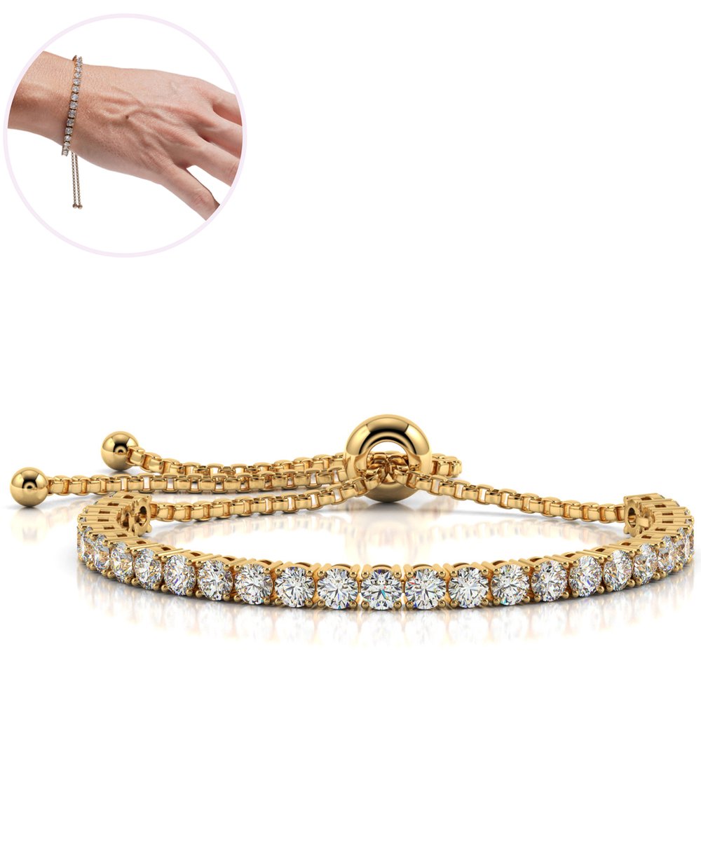 Semyco® Armband Dames Doublé 14 Karaat Goud - Tennis Armband Goudkleurig - Cadeau Voor Vrouw - Verstelbaar - Valentijn Cadeautje Voor Haar - Aurora