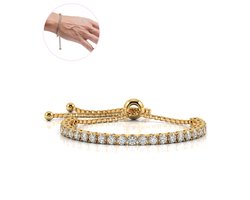 Semyco® Armband Dames verguld 14 Karaat Goud - Tennis Armband Goudkleurig - Moederdag - Cadeau Voor Vrouw - Verstelbaar - Aurora
