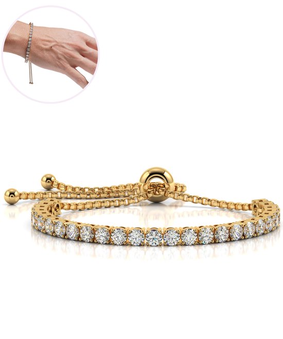 Semyco Aurora - Bracelet femme or 14 carats - Bracelet Tennis - Ajustable -  Bijoux... | bol
