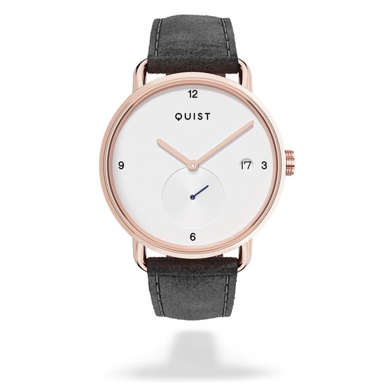 QUIST - Lott dameshorloge - grijs suede - roségoud - zilverwit - 36mm