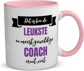 Akyol - leukste coach eruit ziet koffiemok - theemok - roze - Coach - beste coach - sport - verjaardagscadeau - klein cadeautje - kado - gift - geschenk - verrassing - 350 ML inhoud