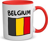 Akyol - belgium vlag koffiemok - theemok - rood - België - reizigers - toerist - verjaardagscadeau - souvenir - vakantie - kado - gift - geschenk - 350 ML inhoud