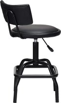 Barkruk, barstoel in hoogte verstelbaar, 360° draaibare keukenstoel met PU-leer en rugleuning, hoge stoel voor bar, keuken, zwart