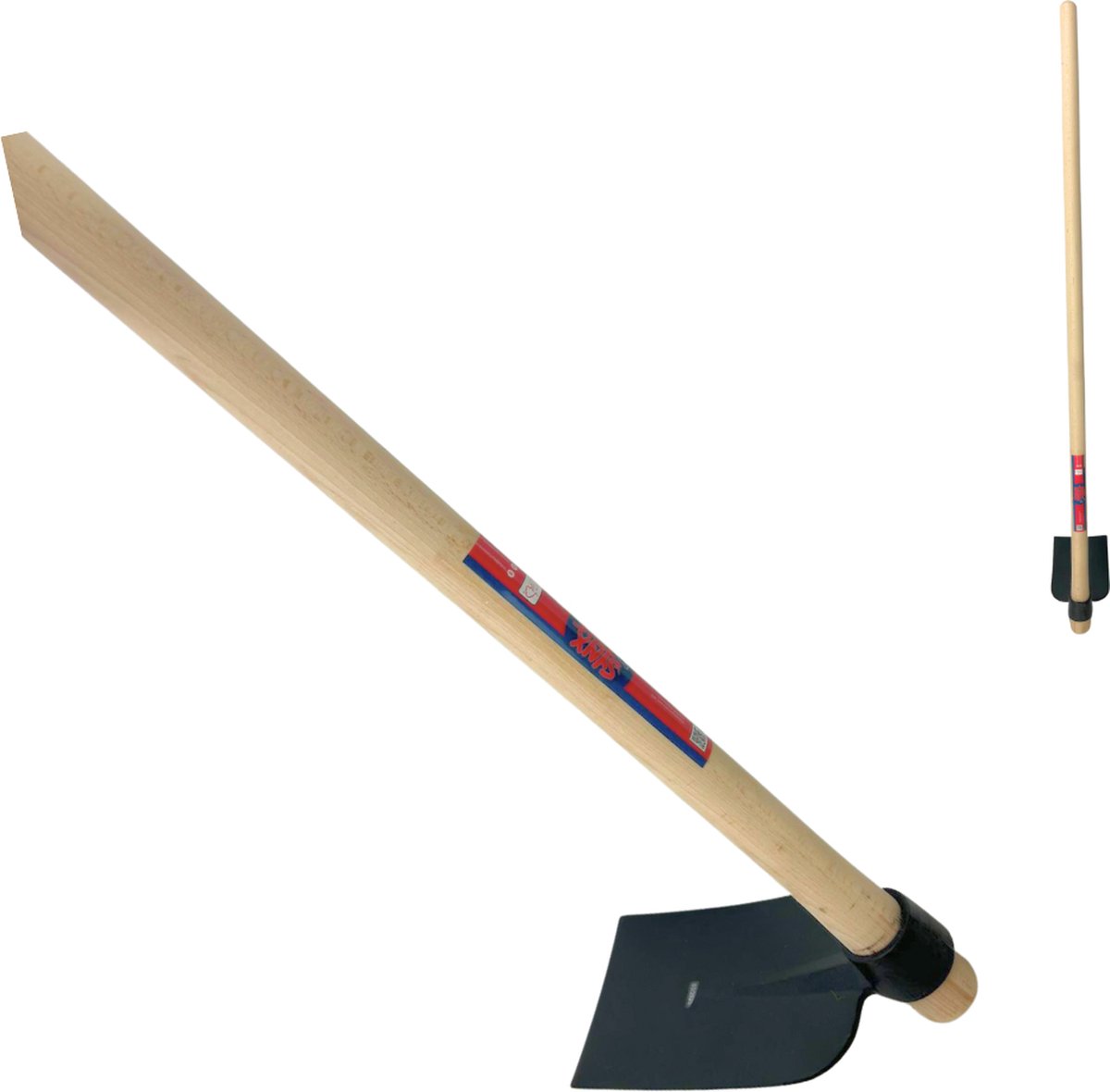 Synx Tools Landhak 12cm Handhak met steel 130cm - Gesmeed - Tuinhak - Hak Tuingereedschap - Onkruidhak - Handschoffel met steel essenhouten