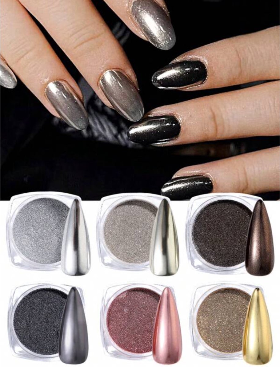 Goedkoopste GUAPÀ® Holografische Glitter Poeder Set | 6 Nail Art glitters | Nail Art & Nagel Decoratie | Spiegel en pigment poeder | Chrome Nagels | 6 stuks diverse winter kleuren nagelpoeder