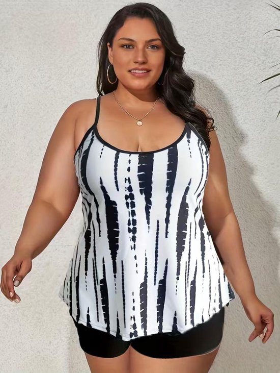 Grote maten Casual Tankini set Dames tiedye Cami top Vhals Tankini set 2delig...