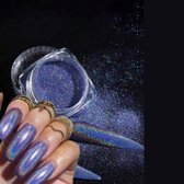 Ensemble de poudre Glitter holographique Set | Paillettes Art d'ongle | Nail Art et Décoration D'ongles | Poudre miroir et pigment | Clous chromés | 1 pièce de poudre à ongles violette