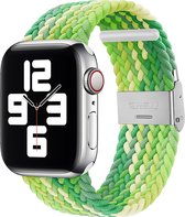 Mobigear - Watch bandje geschikt voor Apple Watch SE (44mm) Bandje Nylon Klemsluiting | Mobigear Braided - Groen