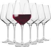 Rode Wijnglazen | Set van 6 | 490 ML | Avant-Garde Collectie | Kristalglas | Perfect voor Thuis, Restaurants en Feesten | Vaatwasser Veilig