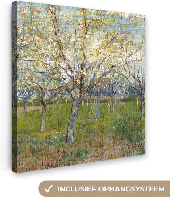 Canvas Schilderij De roze boomgaard - Vincent van Gogh - 90x90 cm - Wanddecoratie